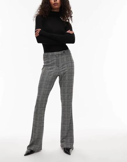 ДИЗАЙНЕРСКИЕ брюки-клеш из джерси ASOS в черно-белую клетку houndstooth