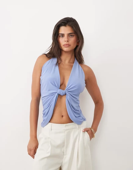 Женский топ ASOS Design с драпировкой, синий