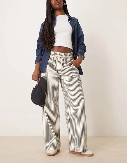 Облегающие джинсы Free People dakota в полоску с завышенной талией из нескольких washed railroad
