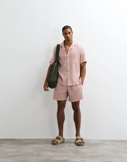 Мужские шорты ASOS Design с жатой текстурой, розовые