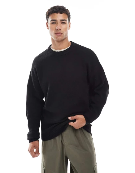 Объемный пушистый свитер Jack &Jones черного цвета black
