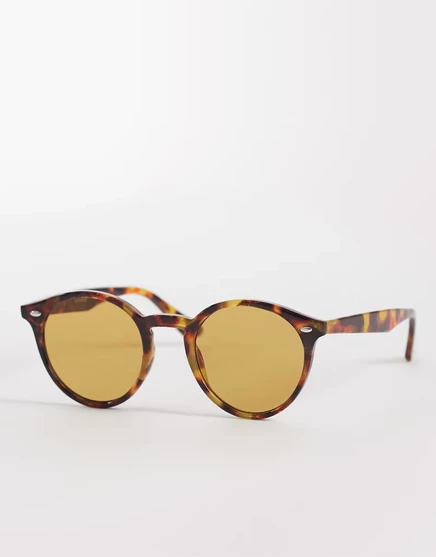 Женские круглые солнцезащитные очки ASOS Design, черепаховые