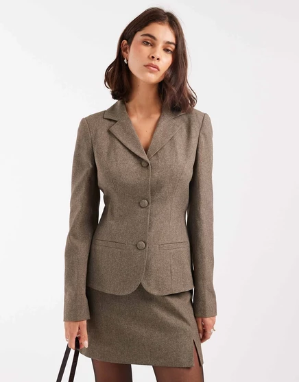 Женский пиджак Miss Selfridge с высоким воротником, овсяный