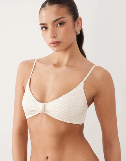 Топ-бикини South Beach essentials с узлом спереди из кокосового ореха cream