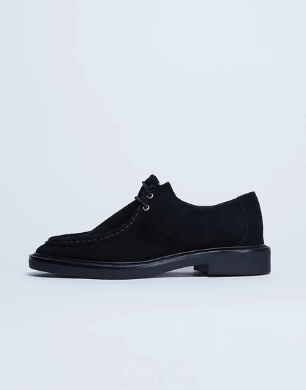 Туфли на шнуровке из натуральной замши Topshop Banks черного цвета black