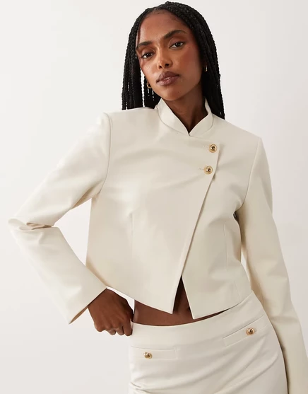 Женский укороченный пиджак Miss Selfridge Mandarin, айвори