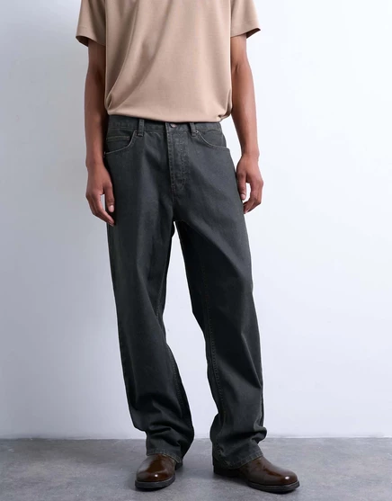Жесткие джинсы с прямыми штанинами Topman коричневого цвета с покрытием brown