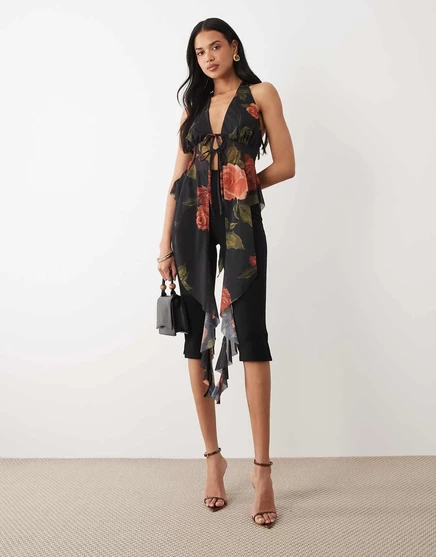 Женская блузка ASOS Design с рюшами, розовый принт