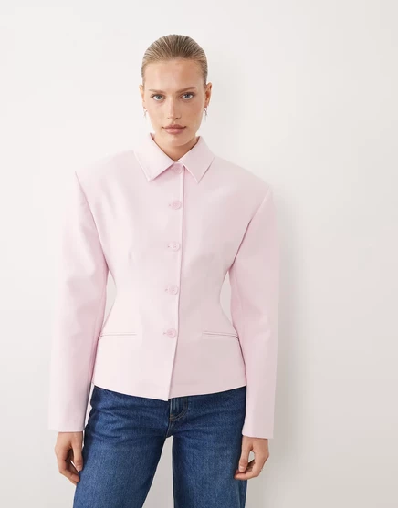 Женский приталенный пиджак ASOS Design на пуговицах, розовый
