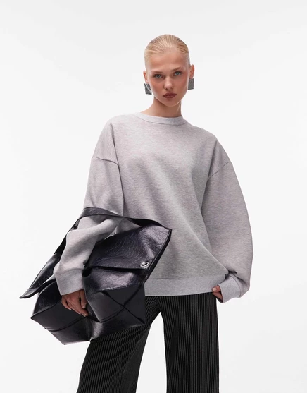 Толстовка ASOS DESIGN heavyweight с рукавом-баллоном серого цвета gray heather
