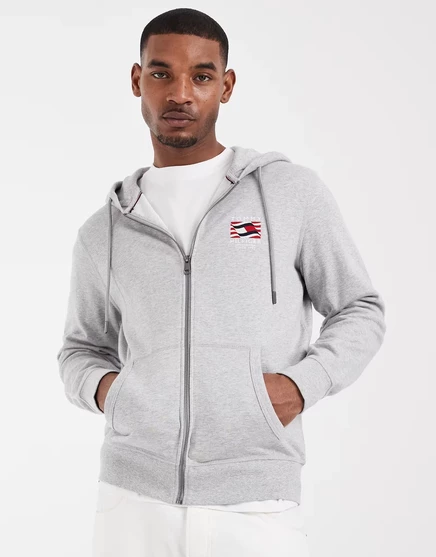 Мужская толстовка-худи Tommy Hilfiger Flag, светло-серая