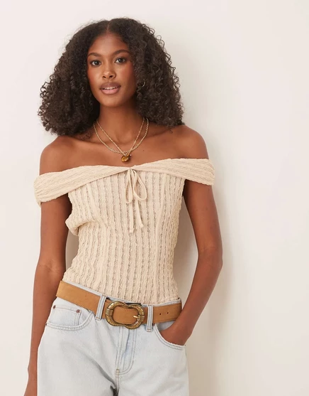 ДИЗАЙНЕРСКИЙ топ ASOS с открытыми плечами и завязками из камня stone