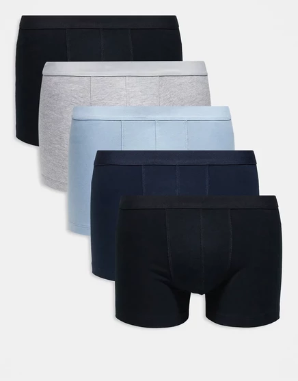 Мужские трусы-боксеры ASOS Design 5 шт., джерси, разноцветные