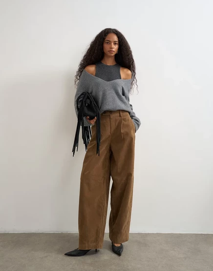 Женские брюки Topshop из экозамши, шоколадные