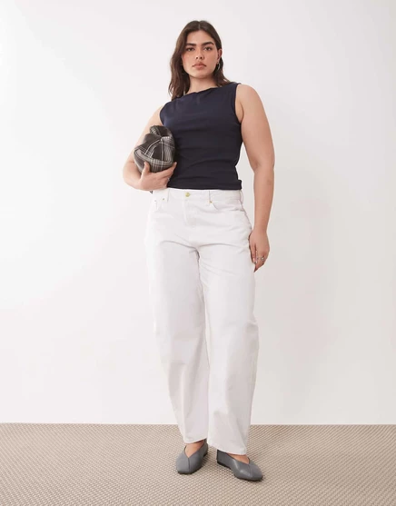 Джинсы ASOS DESIGN Curve зауженного кроя белого цвета white