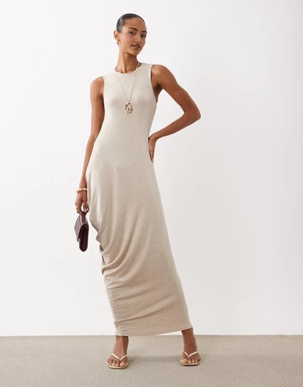 Женское платье ASOS Design миди со сборками, нейтральное