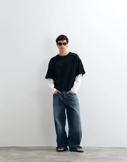 Двухслойный топ с длинными рукавами от Jack &amp Jones черного цвета черный