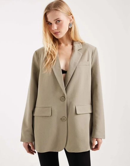 Женский оверсайз блейзер Pieces Tailored, бледно-хаки