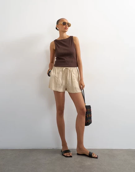 Шорты Topshop с завязкой на талии по шву stone stone