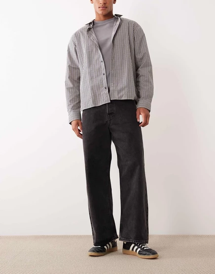 Широкие джинсы Jack &Jones Dave черного цвета black denim