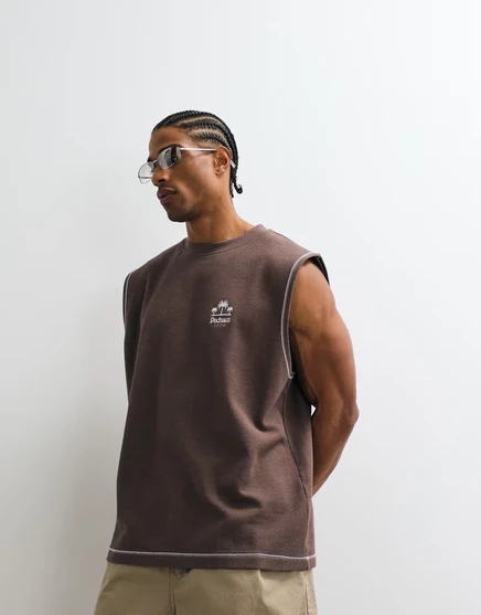Мужская майка ASOS Design оверсайз с принтом, кофейная