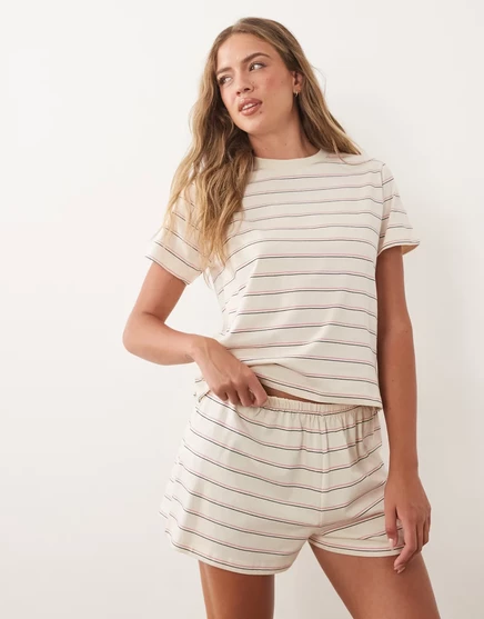 Женские шорты ASOS Design, хлопок, кремовая полоска