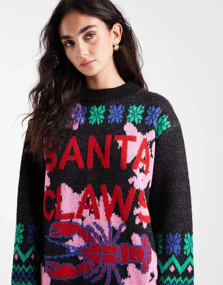 Свитер ASOS DESIGN santa claws черного цвета black