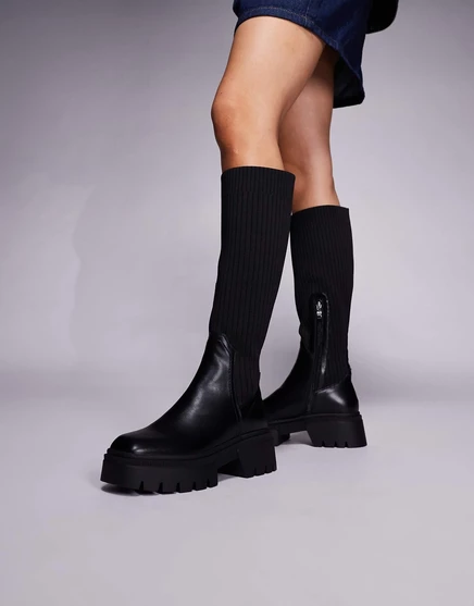 Черные сапоги до колен Simmi London sock black