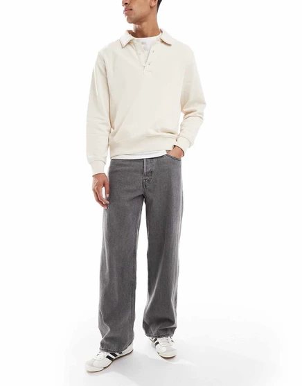 Широкие джинсы Jack &Jones Dave серого цвета gray denim