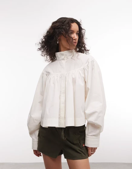 Женская укороченная куртка-рубашка ASOS Design, белая