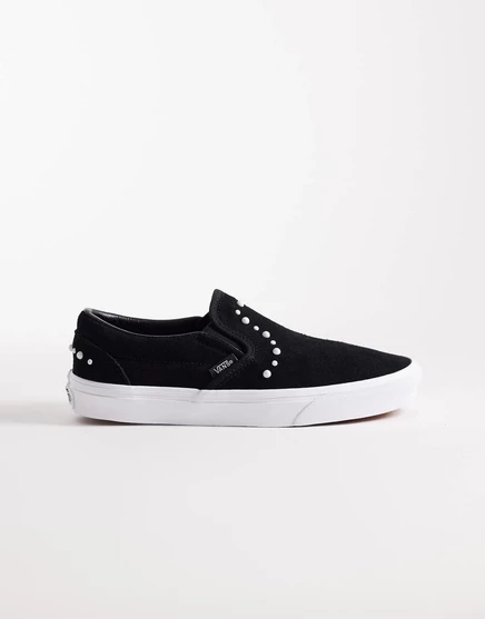 Классические кроссовки-слипоны Vans черного цвета с жемчужными вставками black