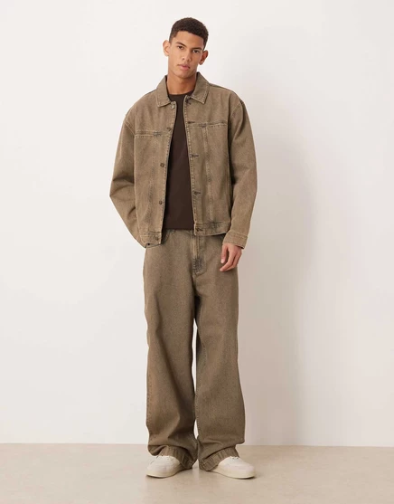 Мужские джинсы ASOS Design Baggy, коричневые