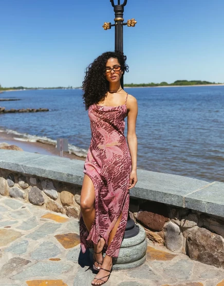 Женское макси-платье aray с леопардовым принтом, коричневое