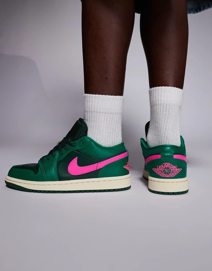 Низкие кроссовки Nike Air Jordan 1 зеленого и розового цветов dark green
