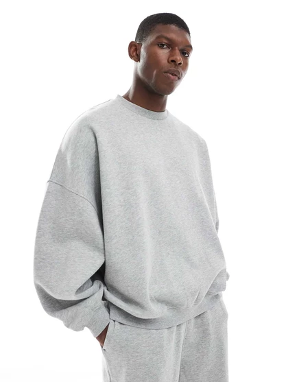  Толстовка ASOS DESIGN оверсайз серого меланжевого цвета gray heather