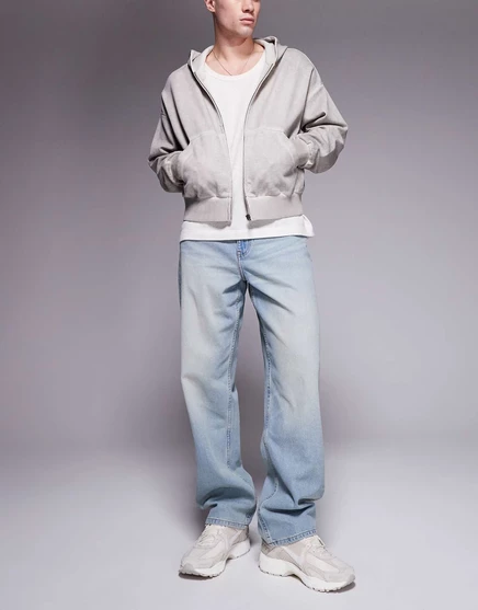 Мужские джинсы-бэгги ASOS Design, светло-голубые