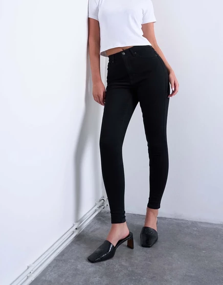 Черные зауженные джинсы Topshop Hourglass Jamie с высокой посадкой black