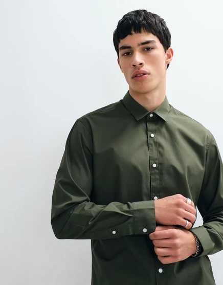 Мужская рубашка Jack & Jones slim fit, оливковая