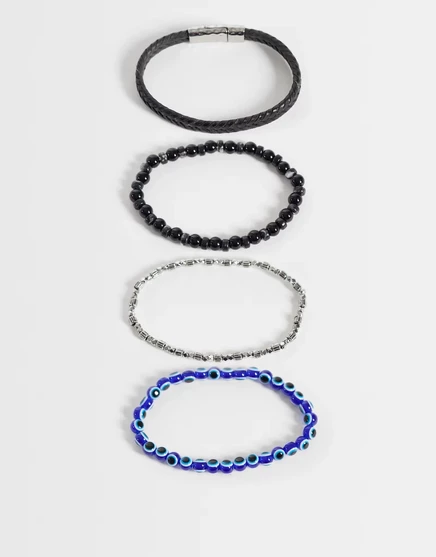ASOS DESIGN 4 упаковки браслета из бисера и веревки от сглаза в мульти-упаковке