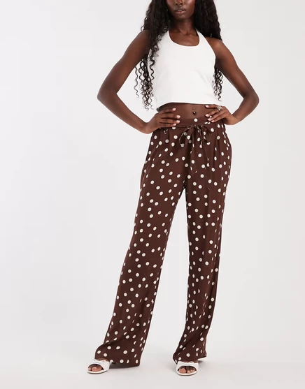 Женские широкие брюки Vero Moda в горох, шоколадно-белые