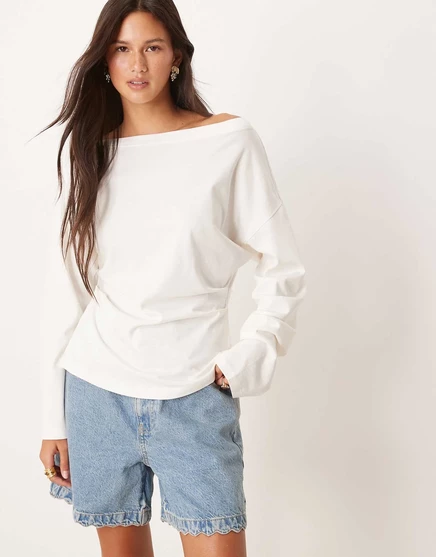 Женский лонгслив ASOS Design с открытыми плечами, белый
