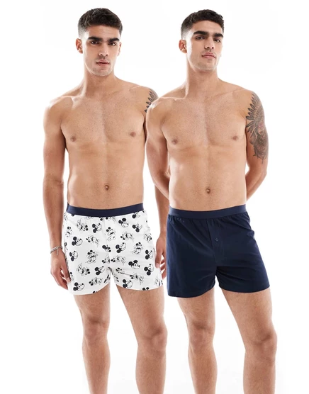 Мужские боксеры ASOS Design 2шт. с Микки Маусом, черно‑белые