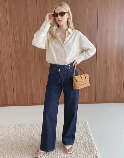 Женская рубашка Vero Moda в мелкую клетку, birch jima
