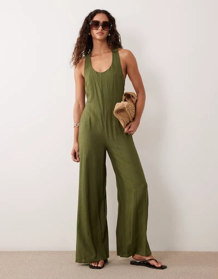 Женский комбинезон ASOS Design с широкими штанинами, хаки