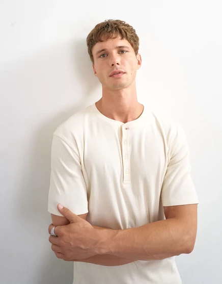 Мужская футболка Topman Henley в рубчик, экрю