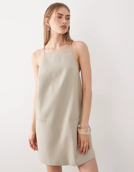 Женское платье ASOS Design мини с низкой спинкой, песочное