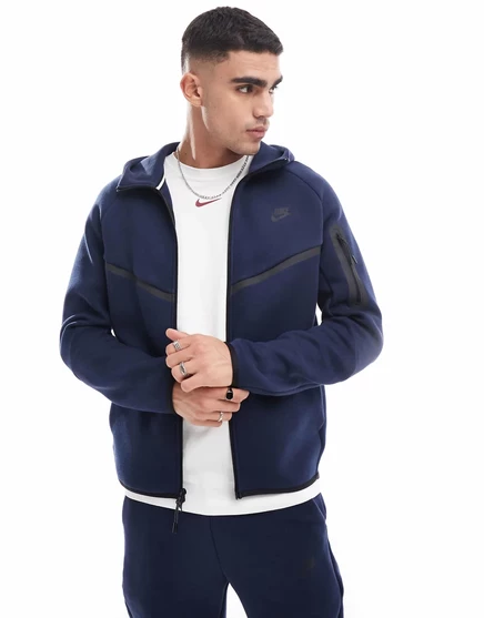Мужская худи Nike Tech Fleece на молнии, темно-синяя
