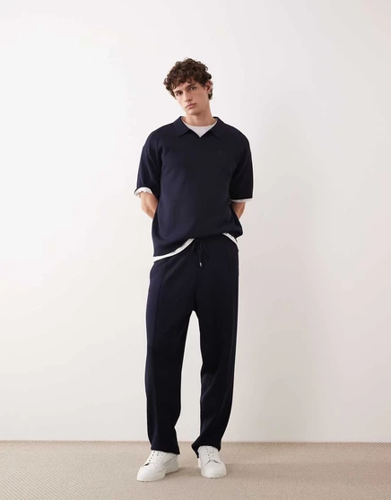 Мужские джоггеры ASOS COLLECTIVE компактной вязки, темно-синие