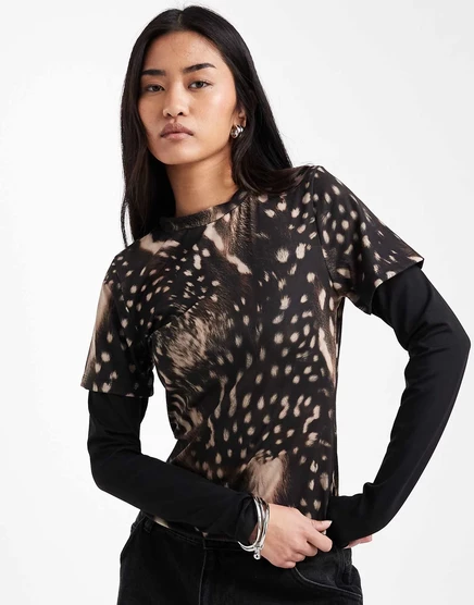 Женский лонгслив ASOS Design двуслойный, кремово-коричневый