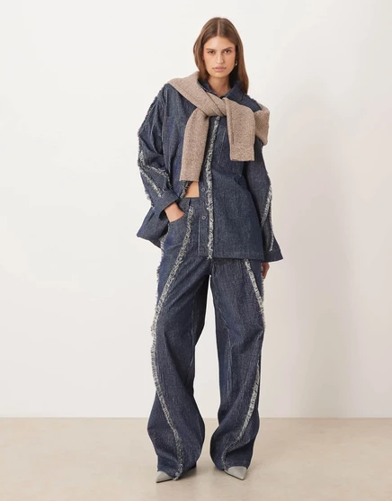 Джинсы Ghospell denim cord синего цвета с отделкой frey - часть комплекта denim